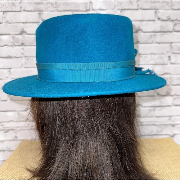 Zephyr Women's Blue Felt Hat Ribbon Tassels Henry Pollack New York Vintage UNION - Picture 4 of 9